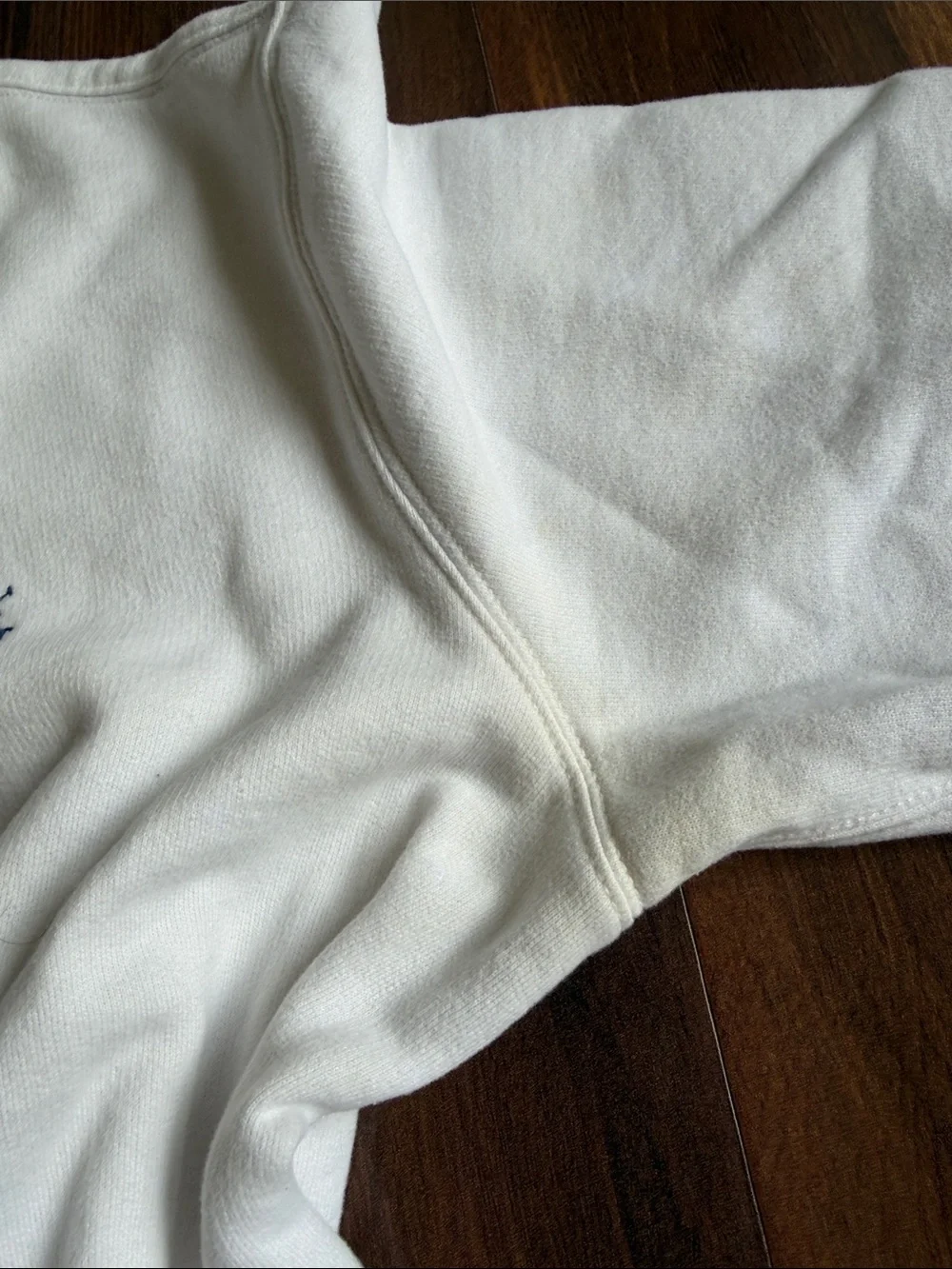 Polo Ralph Lauren Crewneck Sweatshirt White Navy Pony Mens L Stained